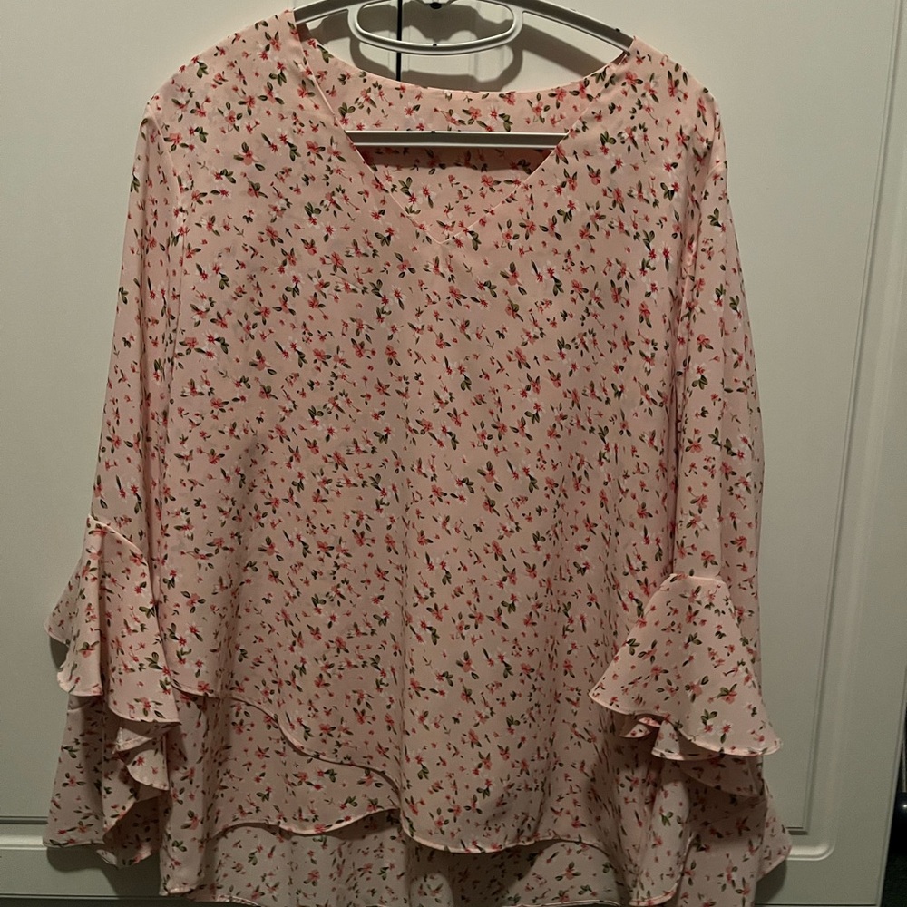 Target Pink Floral Ruffle Blouse